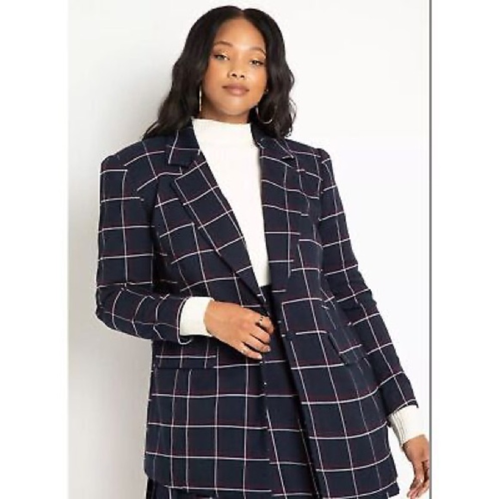 Eloquii Pleated Plaid Mini Skirt